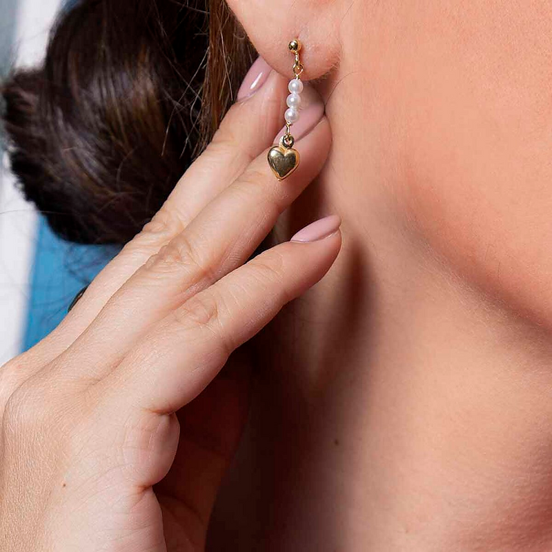 Pearl and Heart Earrings