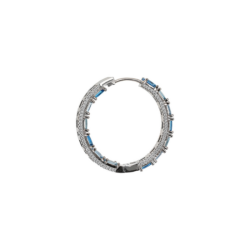 Graduated Stone and Zircon Hoop Earrings