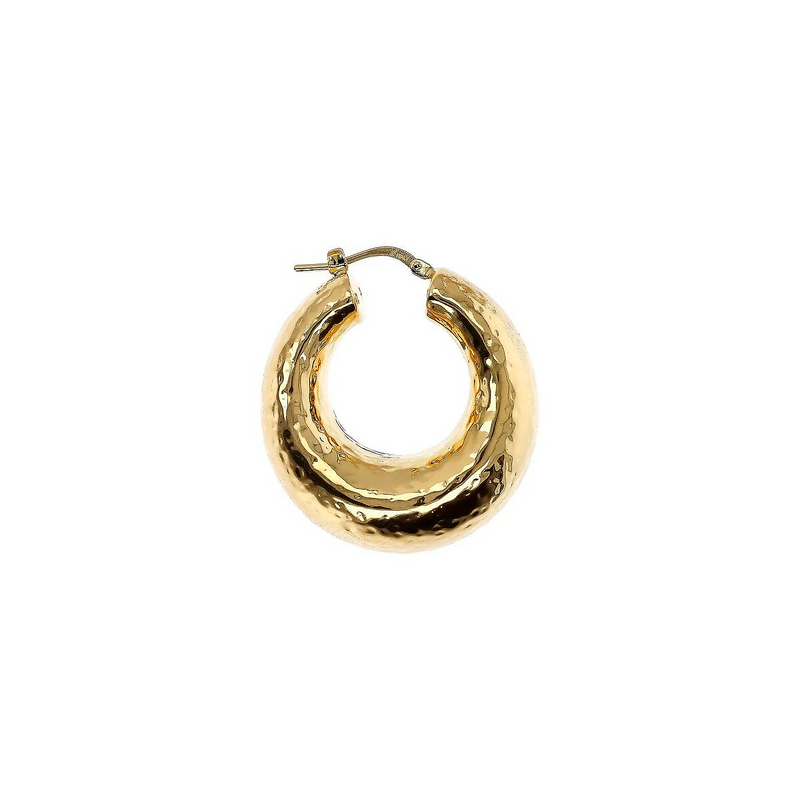 Domed and Hammered Hoop Earrings