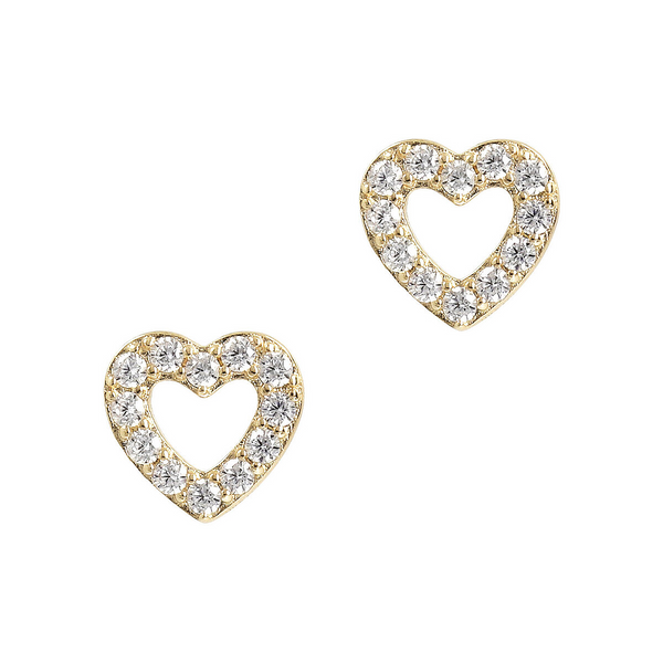 Piccolo Color Oro Cuore Orecchini da Donna con Zirconi