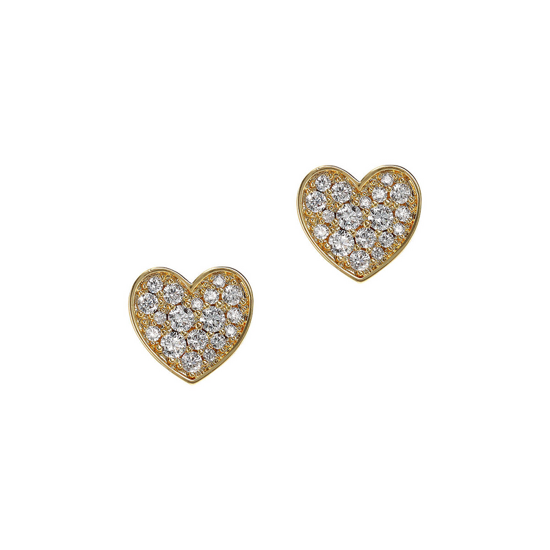 Big Heart Earrings with Stones on the Lobe