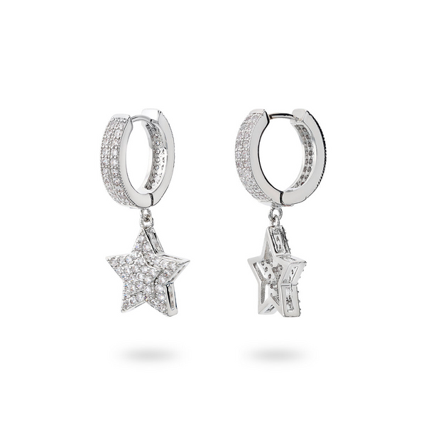 STAR HOOP EARRINGS IN ZIRCONIA