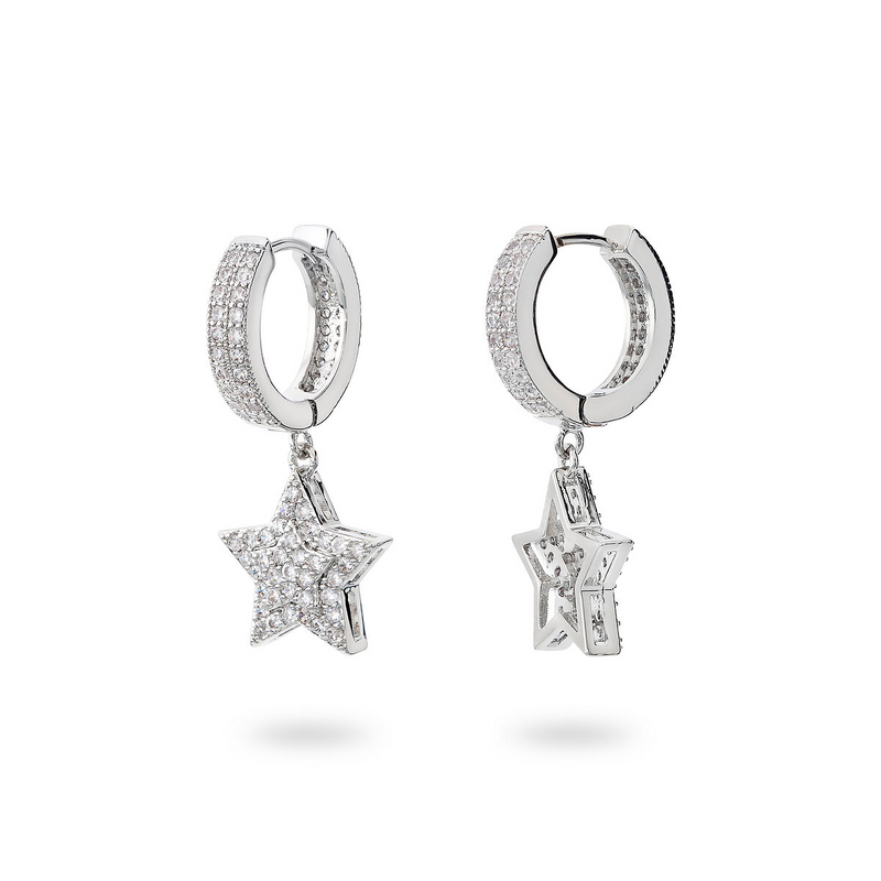STAR HOOP EARRINGS IN ZIRCONIA