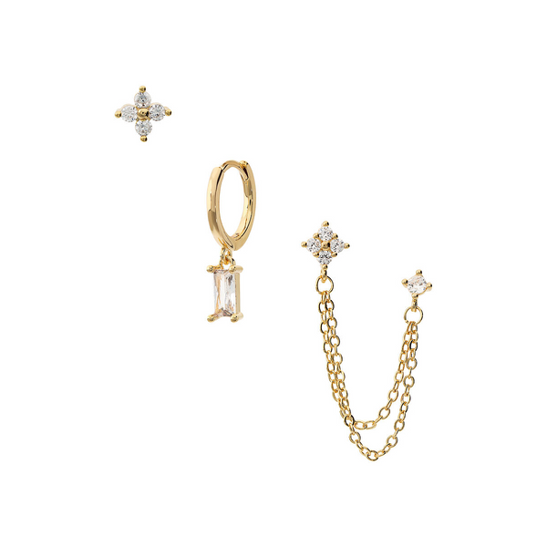 Set of 3 Earrings for 4 Holes