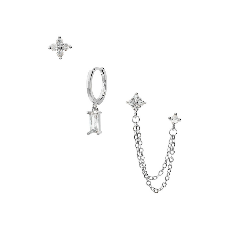 Set of 3 Earrings for 4 Holes
