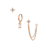 Set of 3 Earrings for 4 Holes