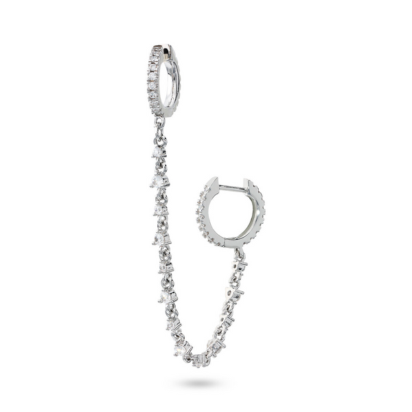 Hoop Earring with Zirconia and Pendant Chain