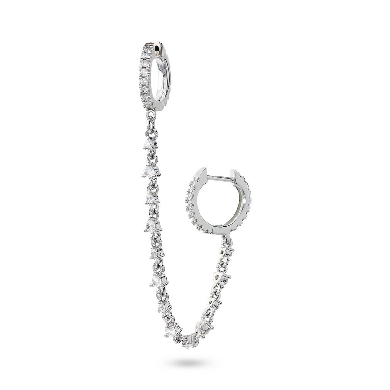 Hoop Earring with Zirconia and Pendant Chain