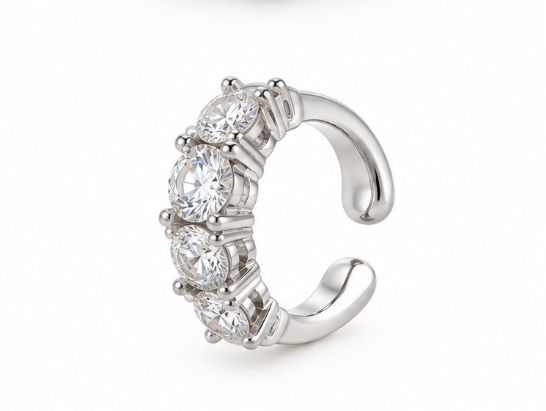 Orecchino Ear Cuff Crystal Four