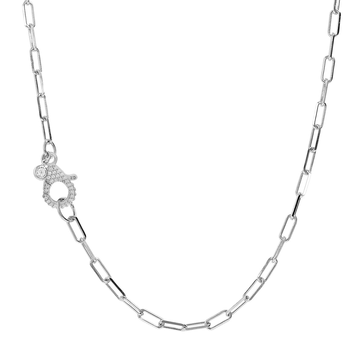 Collana catena link con moschettone zirconi - L DI LINDA