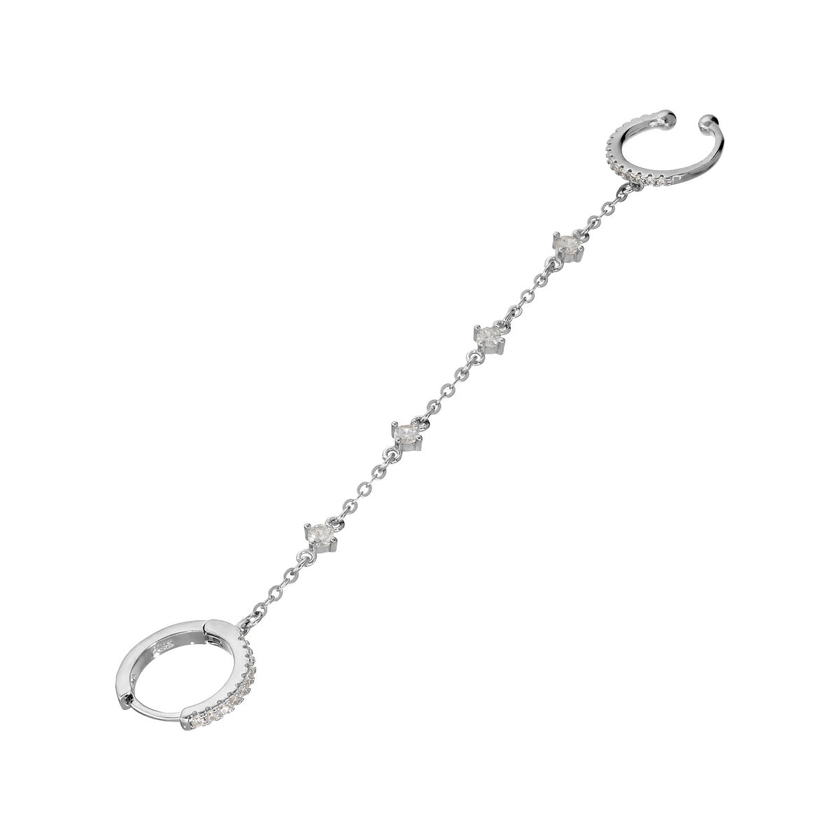 Orecchino Cerchietto + Earcuff con Zirconi e Pendenti - L DI LINDA