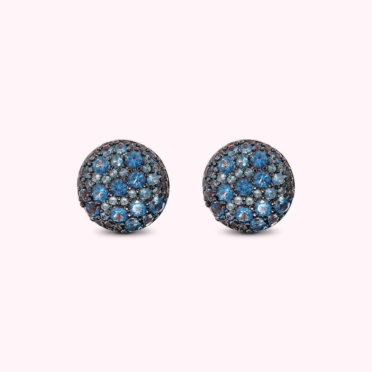 Orecchini bottoni con pavé azzurro jeans - L DI LINDA
