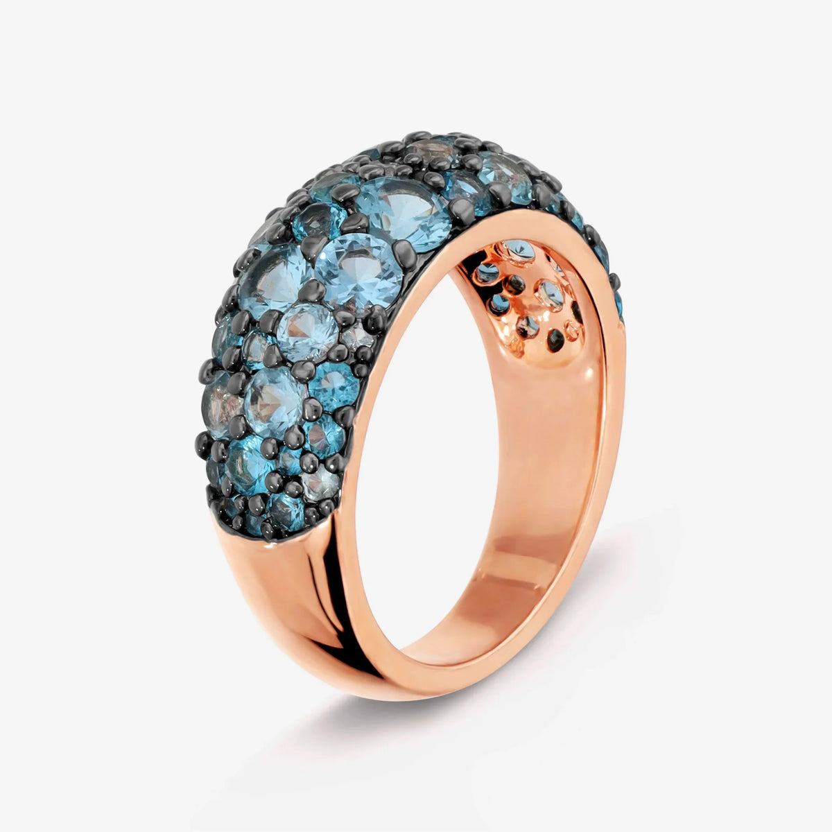 Anello con Pavé Jeans e Rosa - L DI LINDA