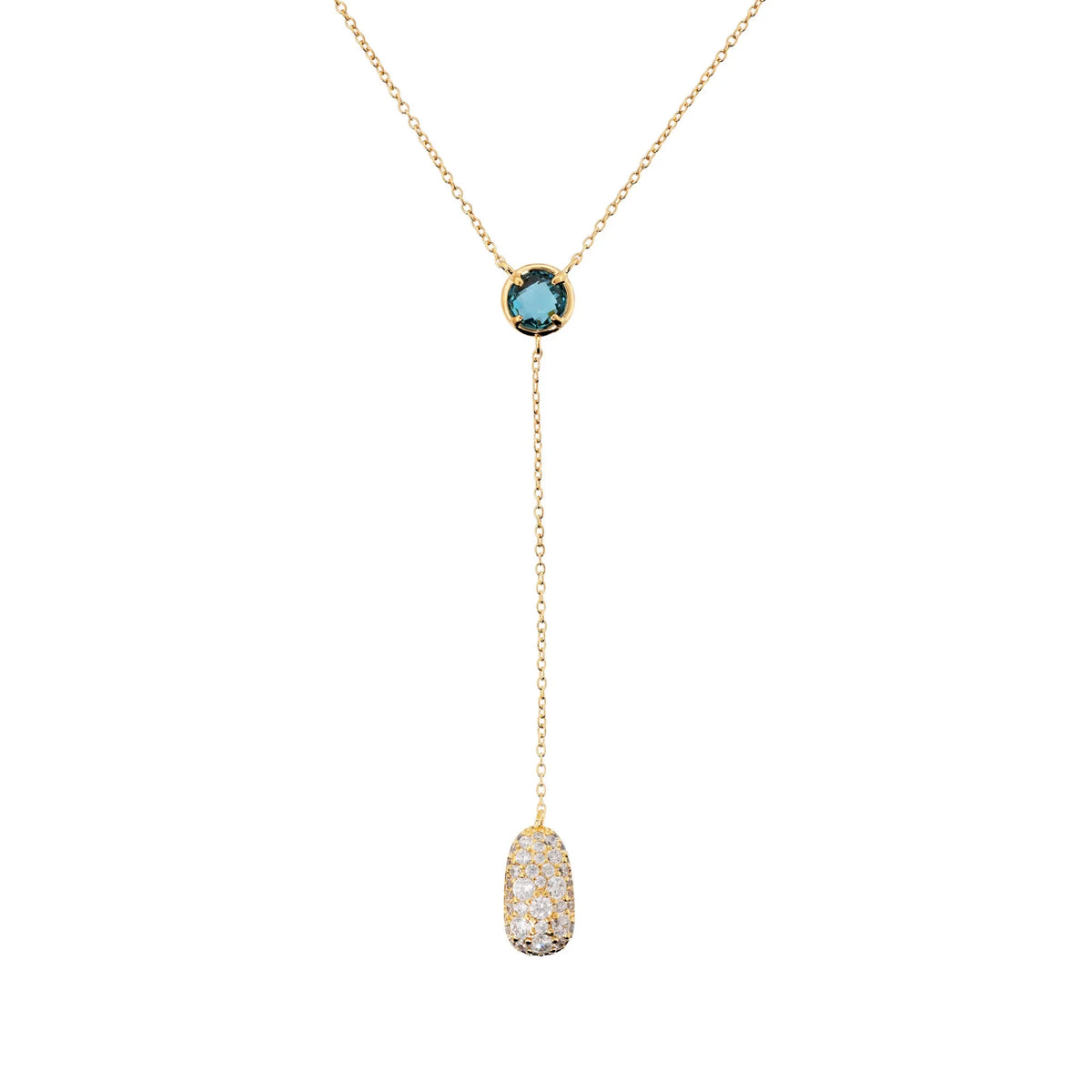 Collana a T con Pietra e Pendente di Zirconi - L DI LINDA