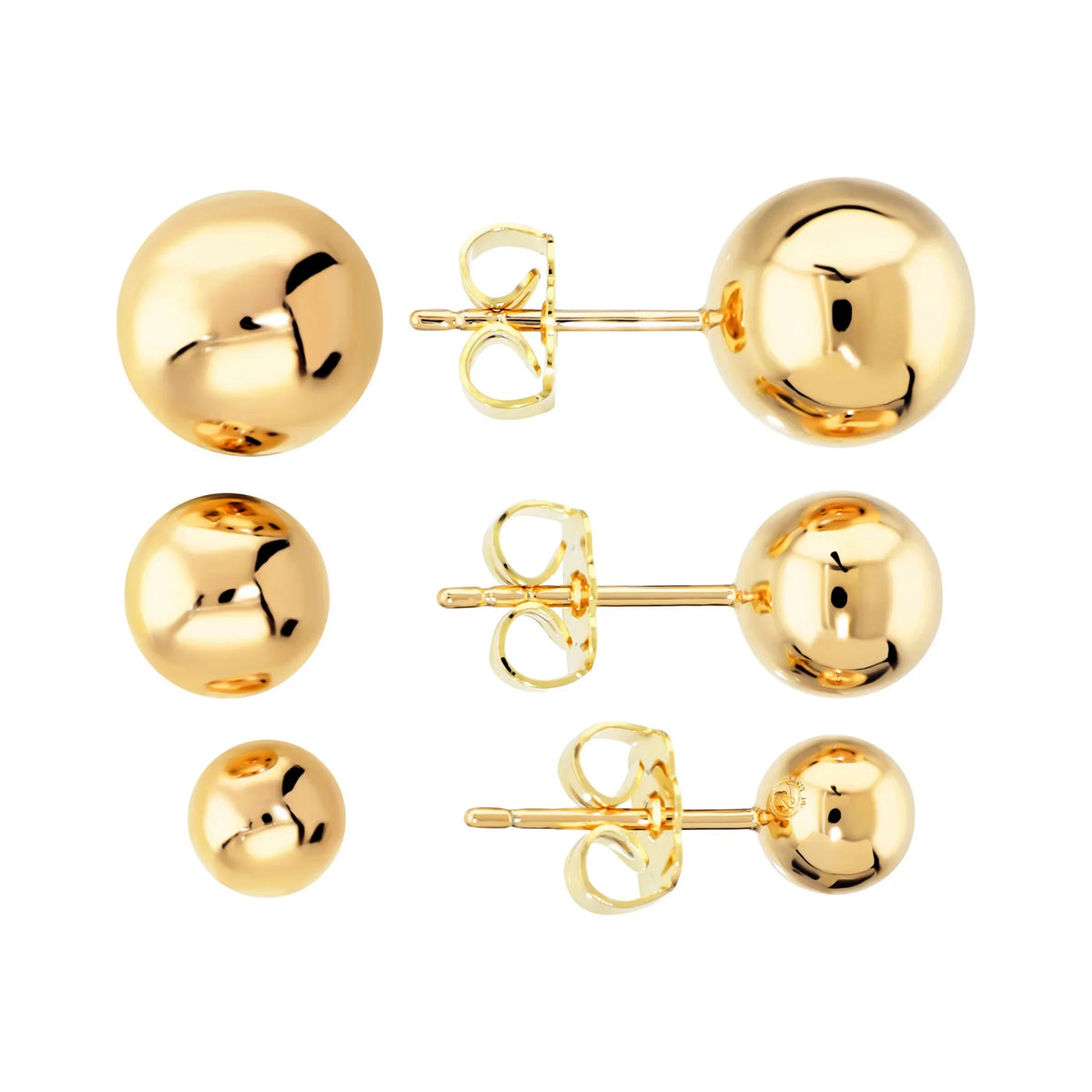 SET DI 3 ORECCHINI PALLA 6MM+8MM+10MM - L DI LINDA