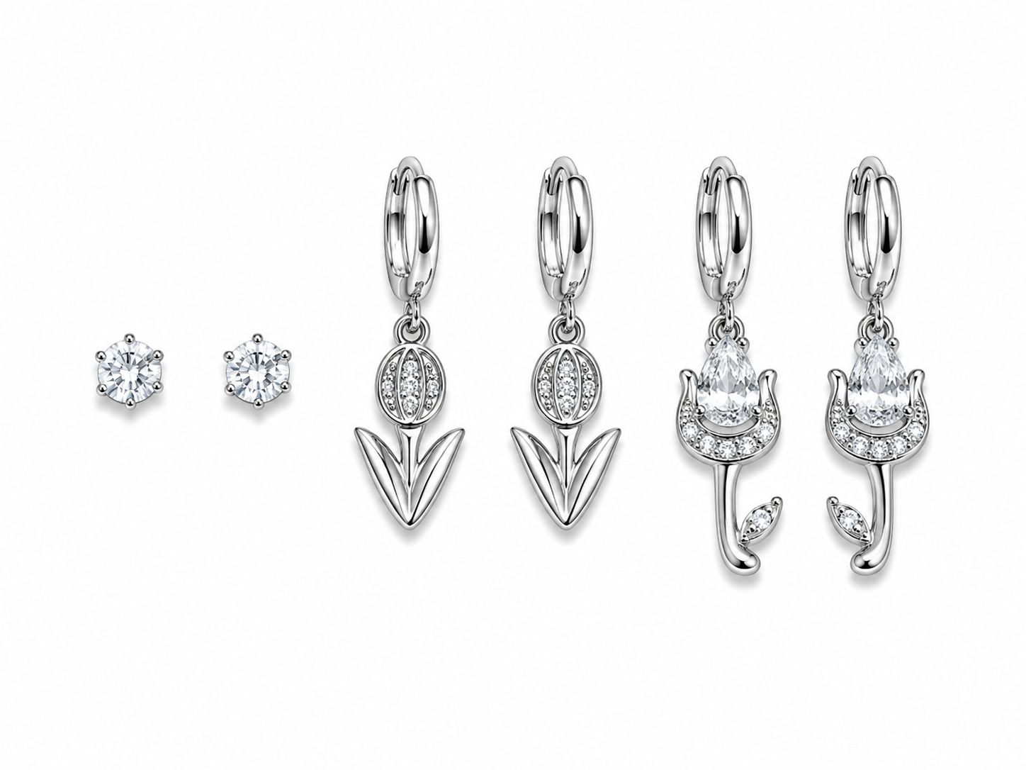 Set 3 COPPIE di Orecchini Fiore di Luce