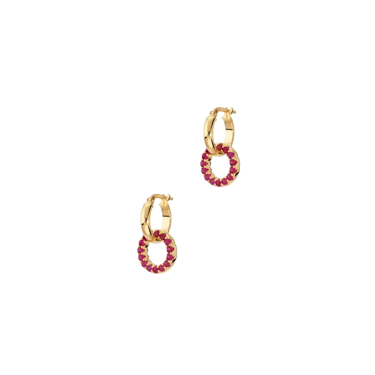 Orecchini Cerchietto con Pendente Cerchio Pavé Reversibile - L DI LINDA