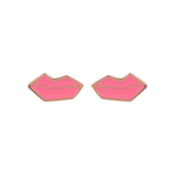 Red Mouth Ear Stud Earrings by Netaly Nissim