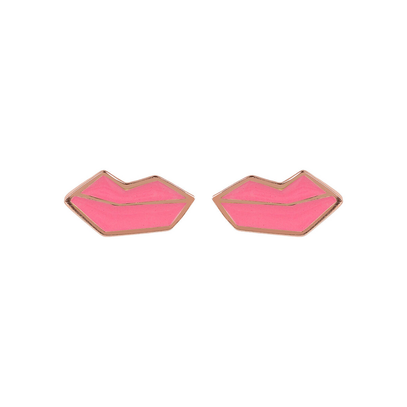 Red Mouth Ear Stud Earrings by Netaly Nissim