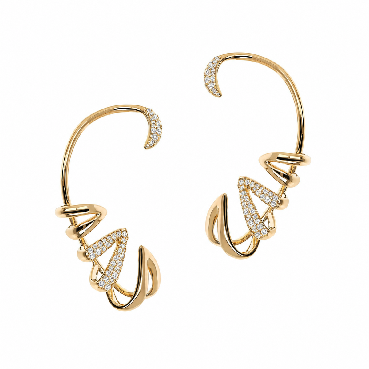 Coppia di Orecchini Ear Cuff Avvolgenti con Pietre