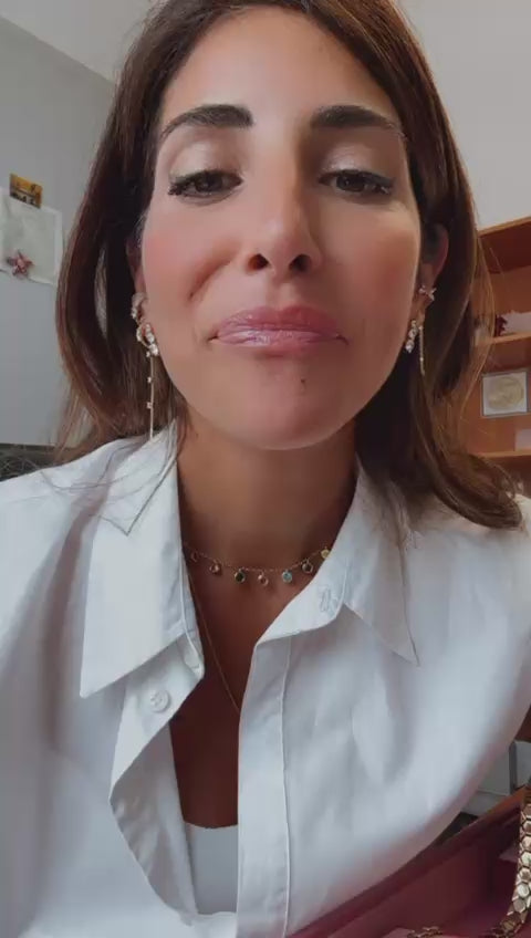 Singolo Orecchino Farfalle con Catenella a Doppio Buco