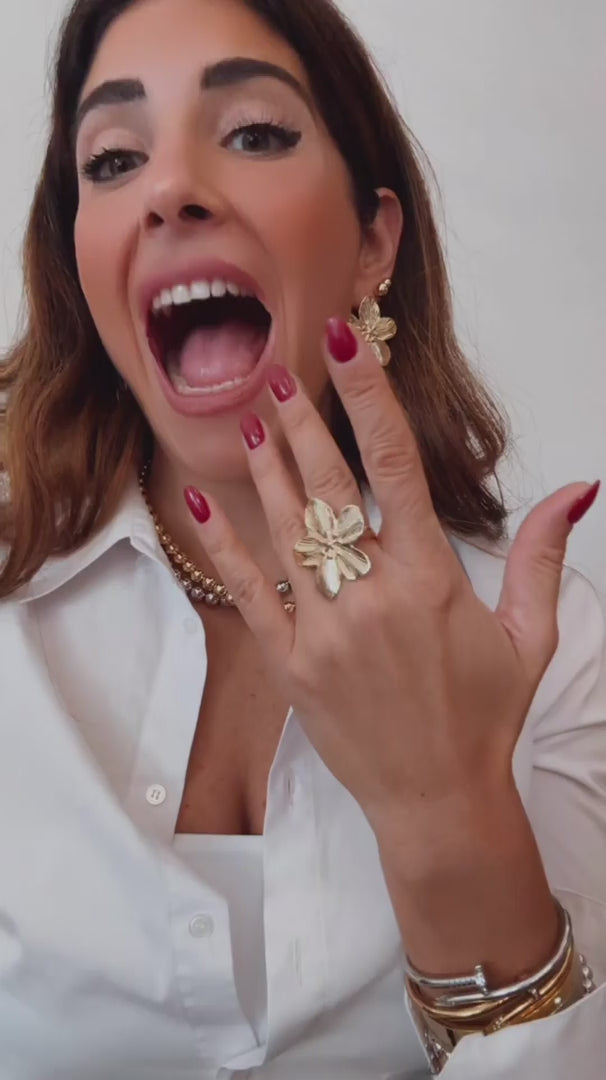 Anello Fiore Grande Regolabile - video - L DI LINDA