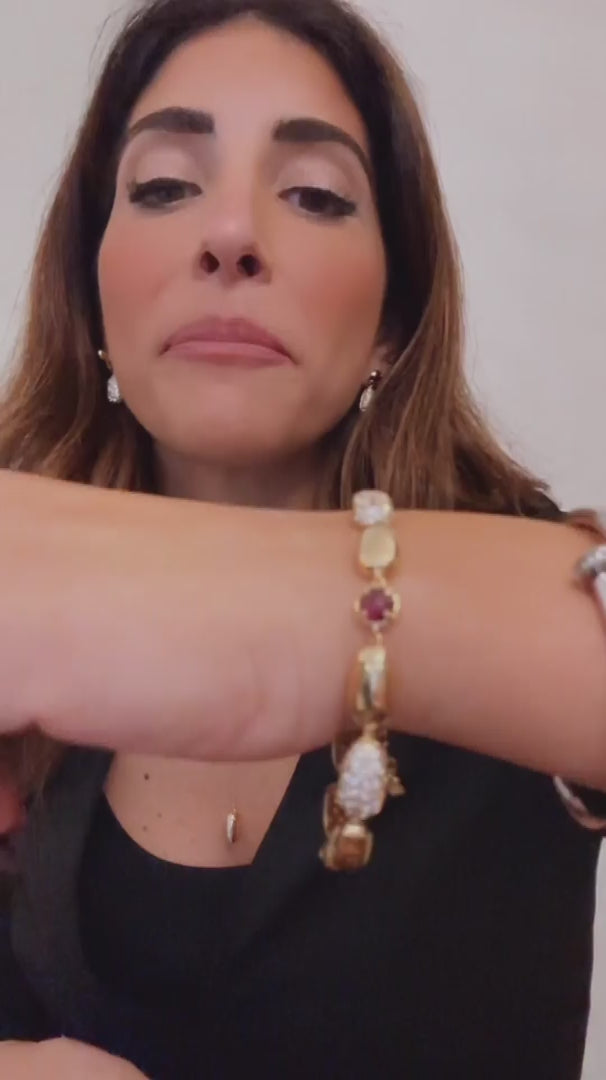 Bracciale con Pietre Rubino o Turchesi e Pavé di Zirconi - video - L DI LINDA